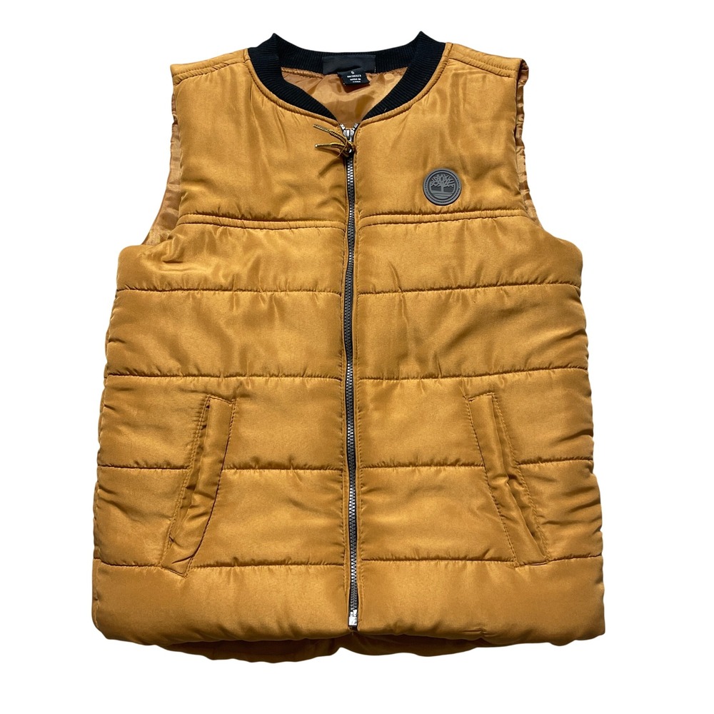 Timberland Kids Wheat Brown Puffer Vest Sleeveless Jacket Size 6 RN130323